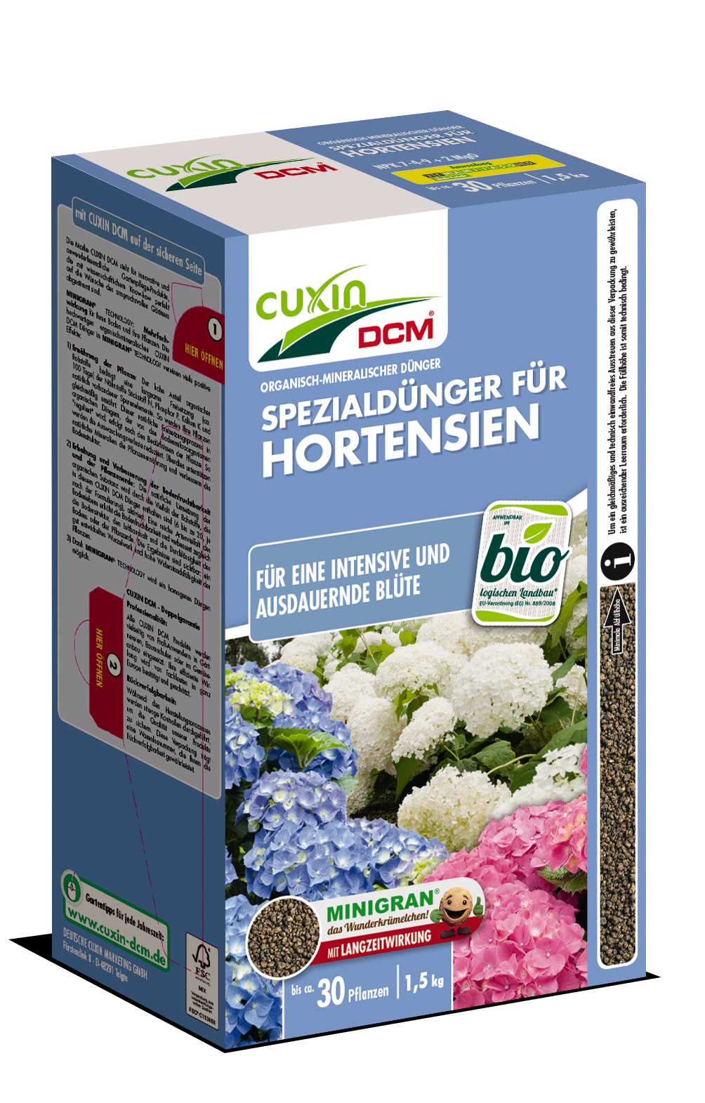 Cuxin DCM Bio Spezialdünger für Hortensien 1,5 kg