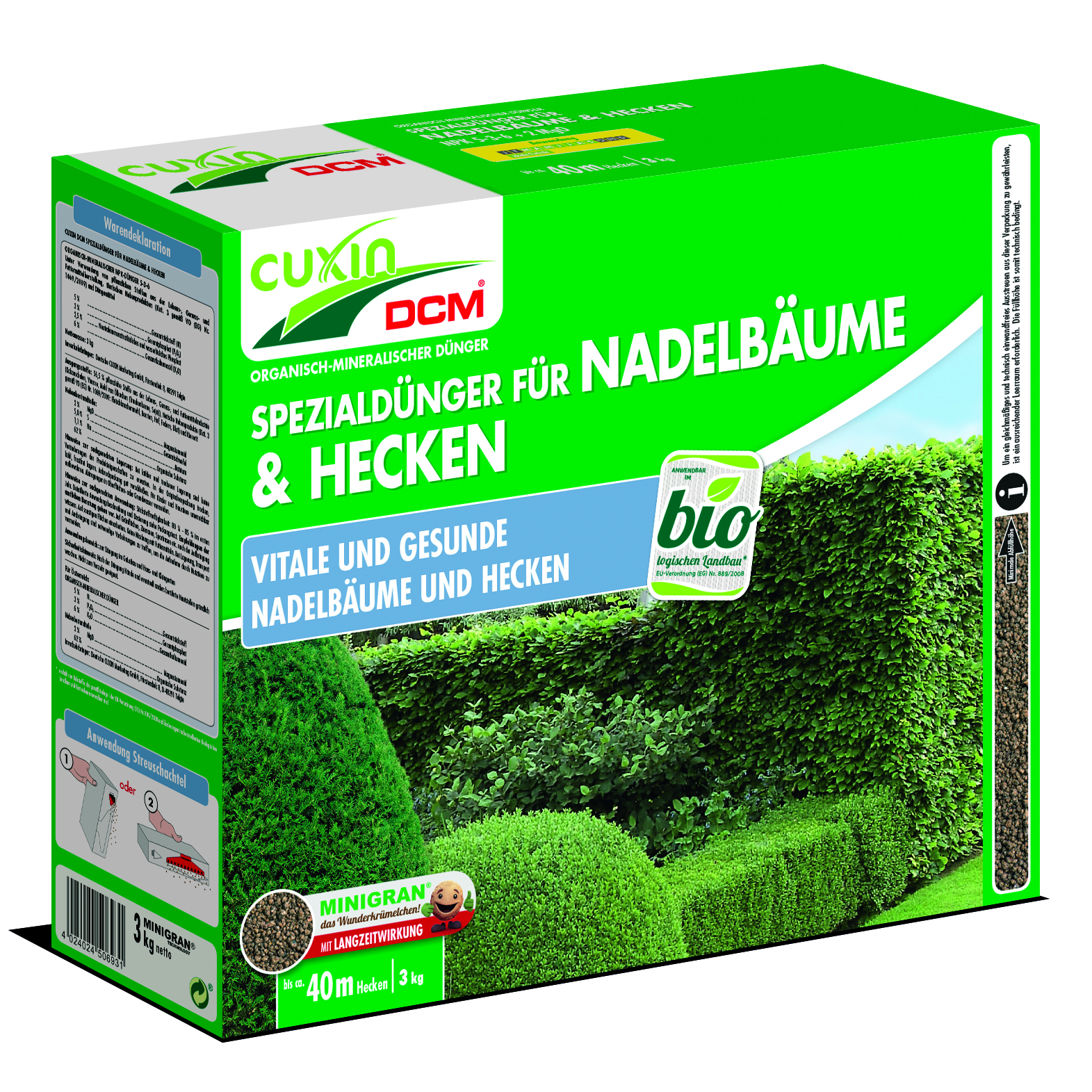 Cuxin DCM Bio Spezialdünger für Nadelbäume und Hecken 3 kg