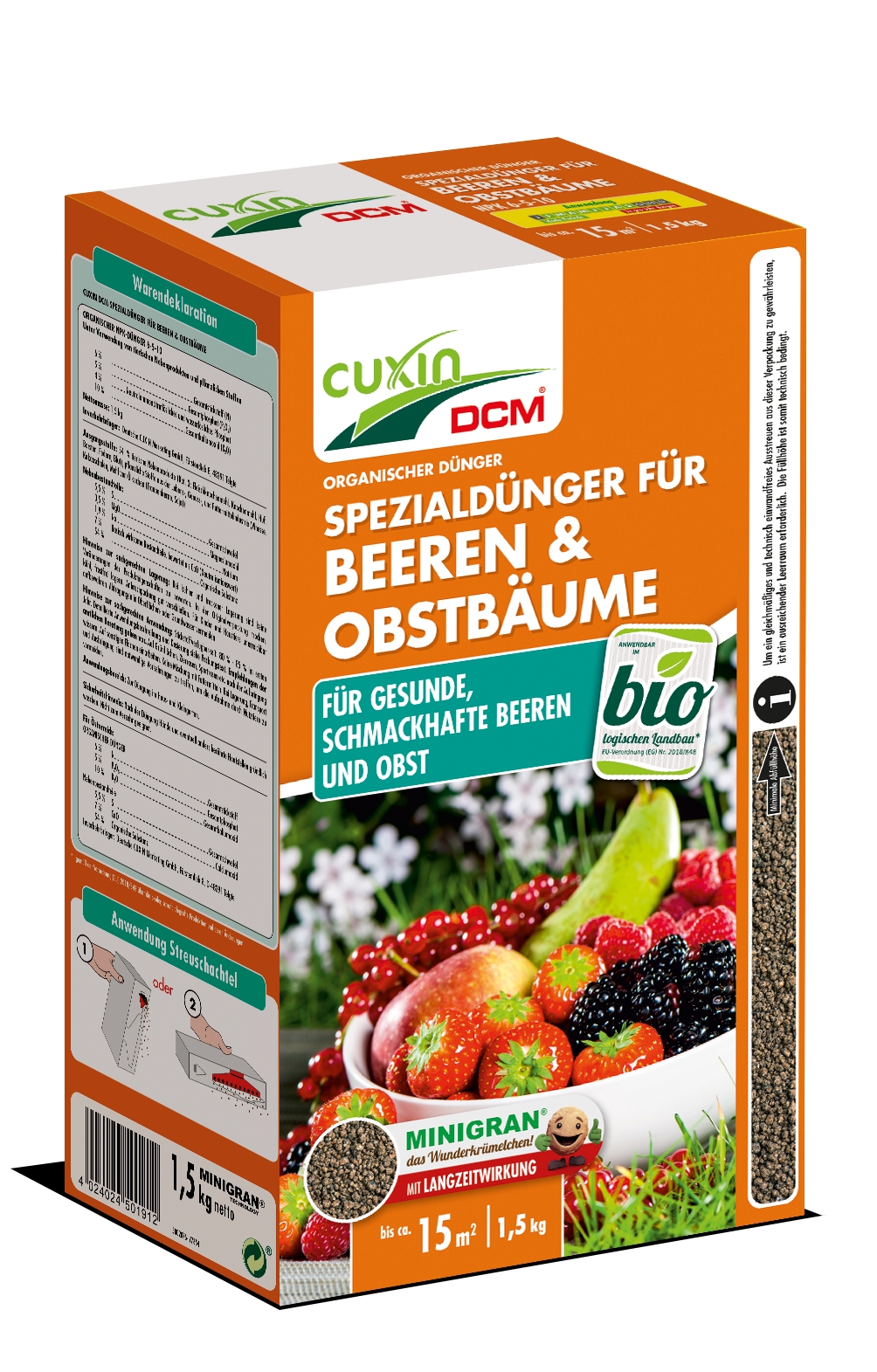 Cuxin DCM Bio Spezialdünger für Beeren & Obstbäume 1,5 kg